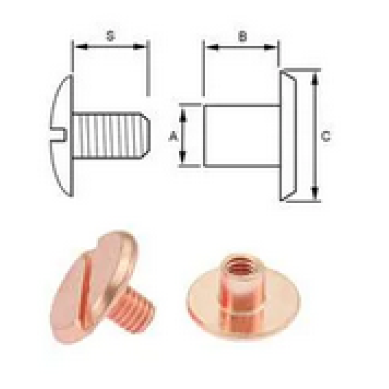 Boekschroef  4-6 mm rose gold per 10 stuks